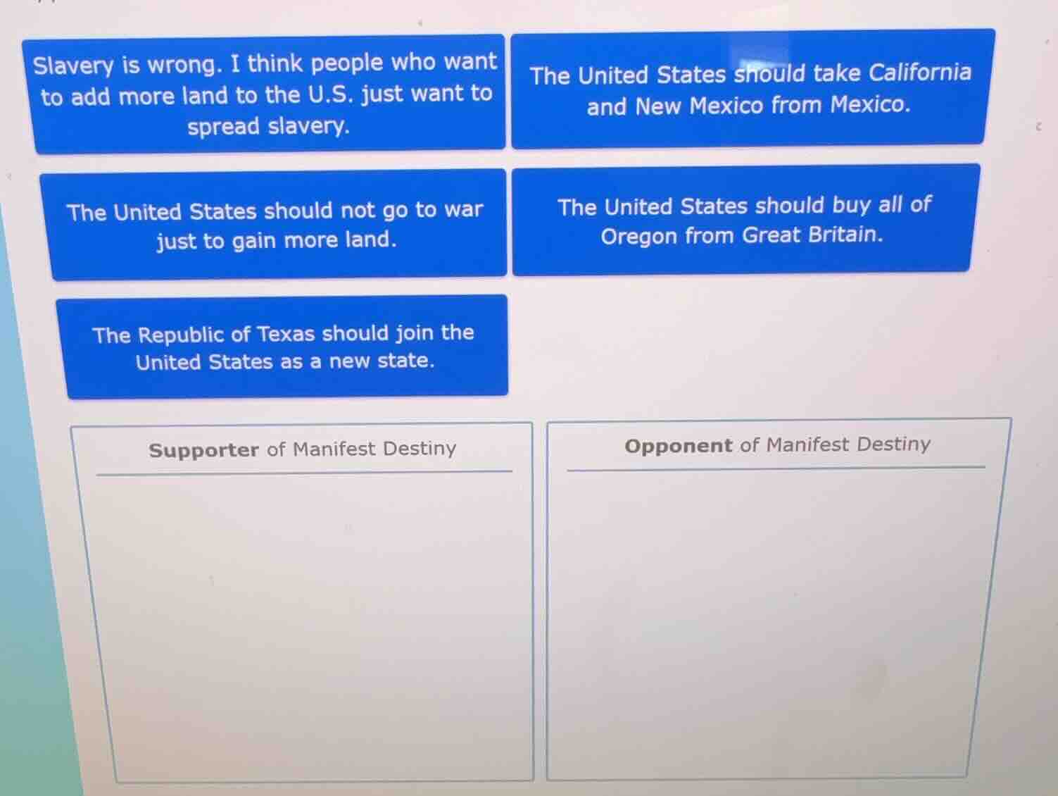 slavery is wrong. i think people who want to add more land to the u.s. …