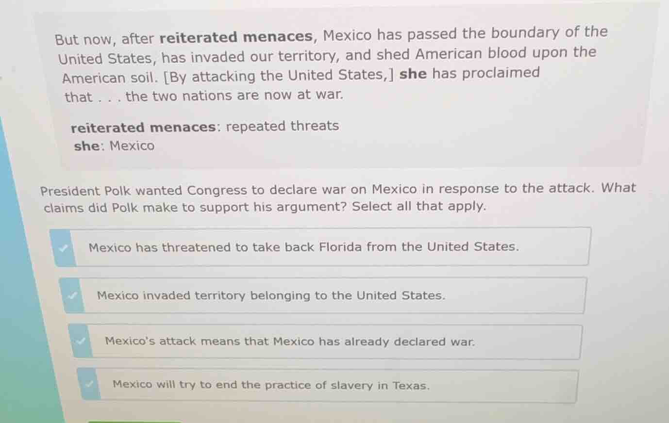 but now, after reiterated menaces, mexico has passed the boundary of th…