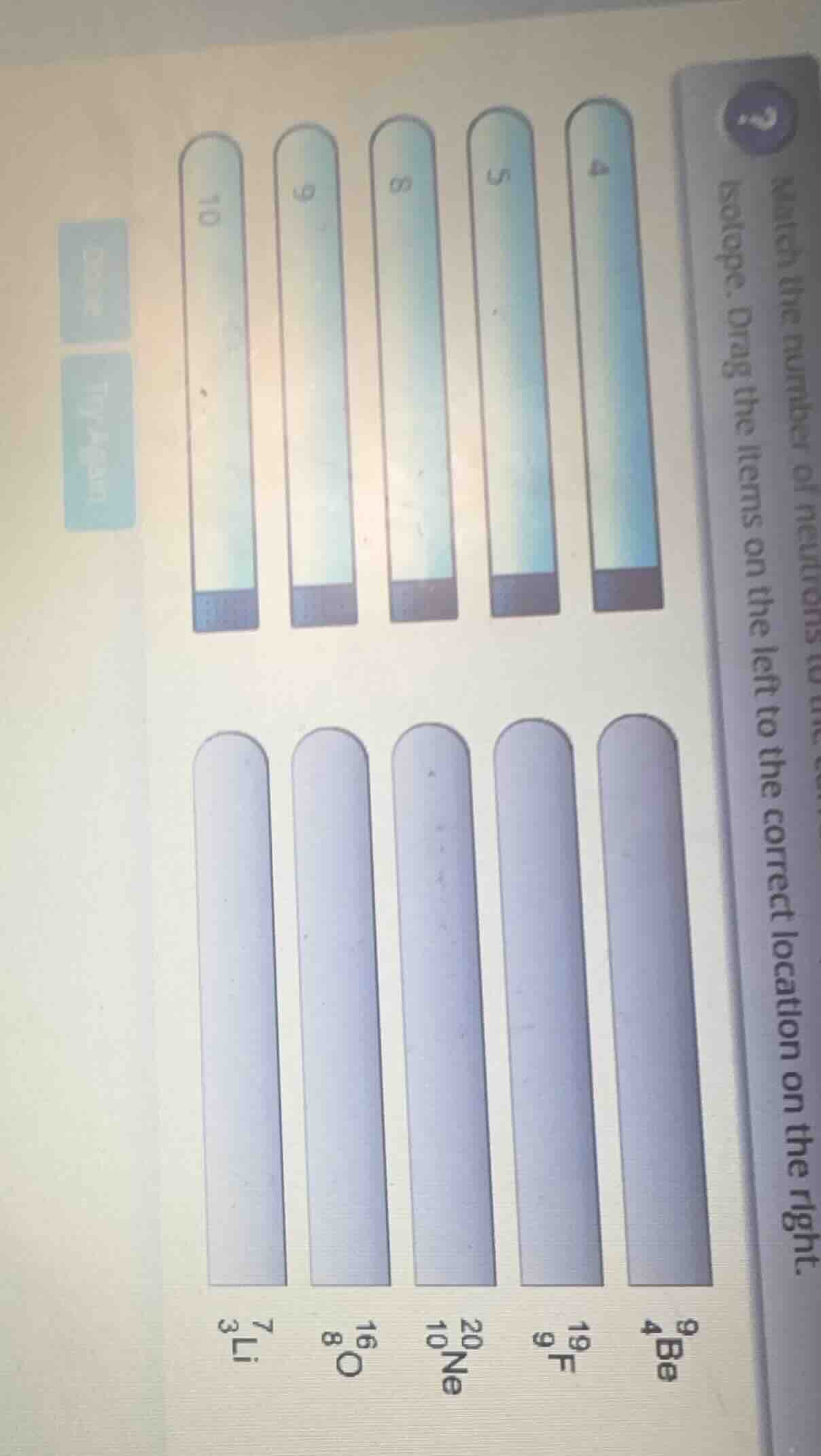 match the number of neutrons to the isotope. drag the items on the left…