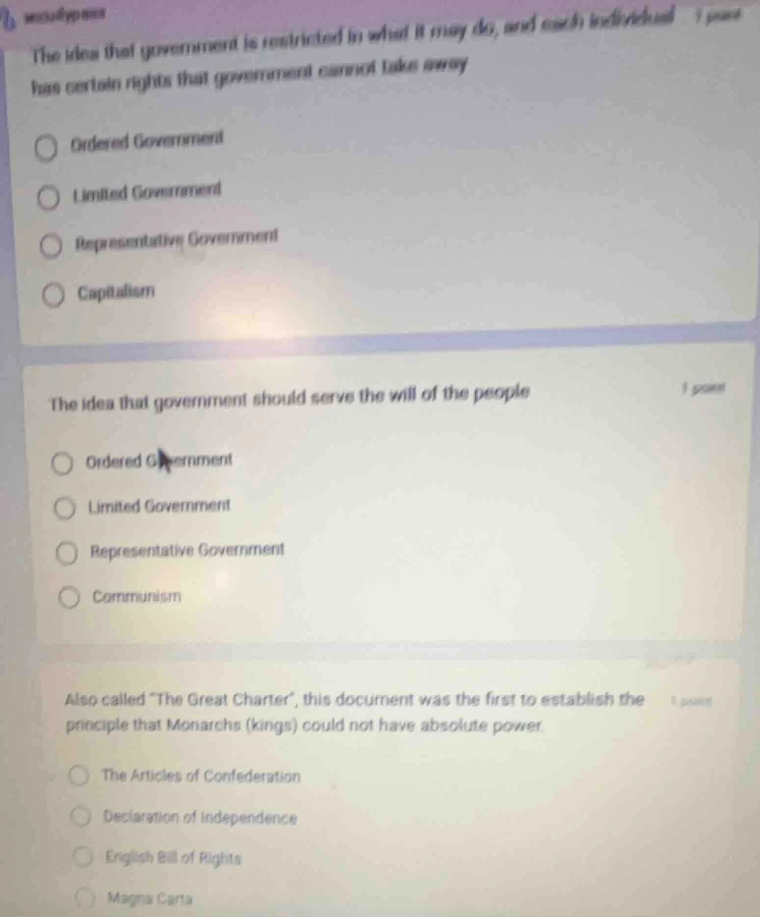 the idea that government is restricted in what it may do, and each indi…