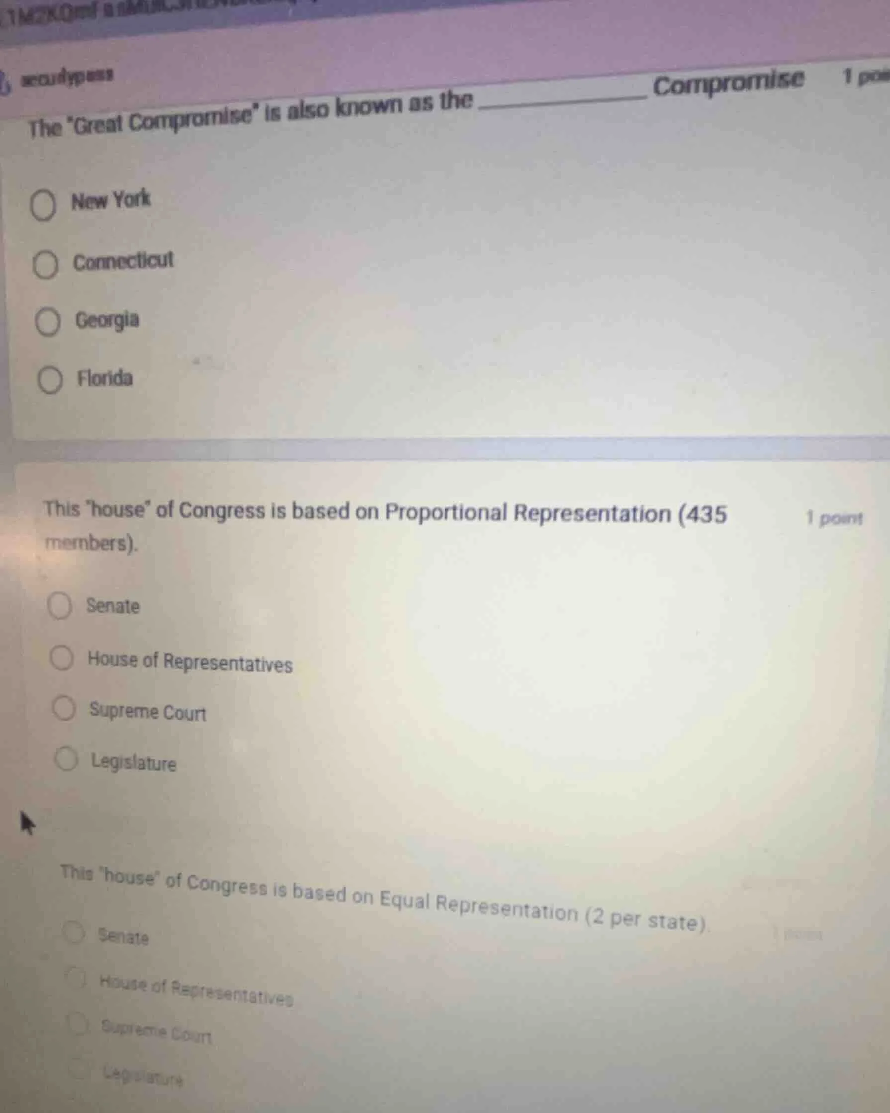 the great compromise is also known as the __________ compromise options…