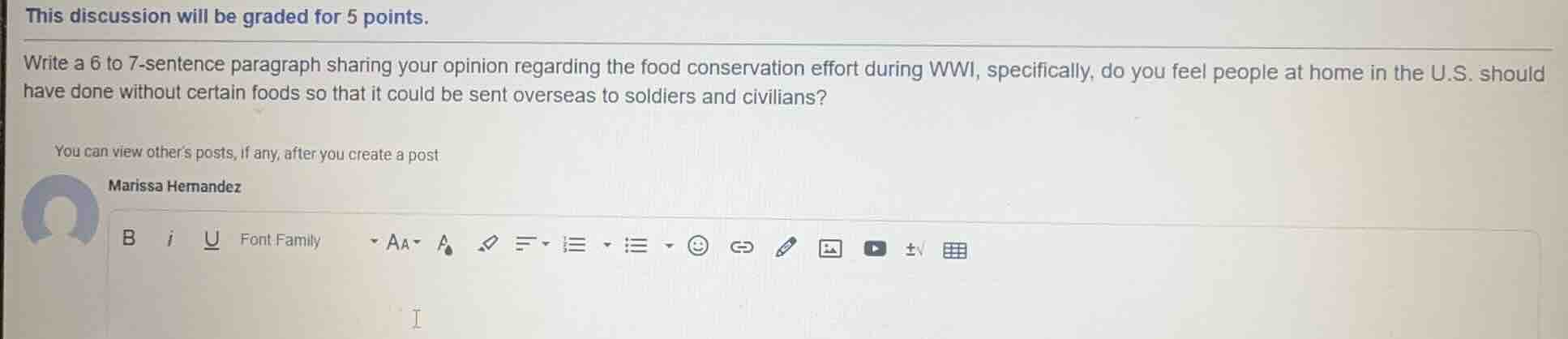 this discussion will be graded for 5 points. write a 6 to 7 - sentence …