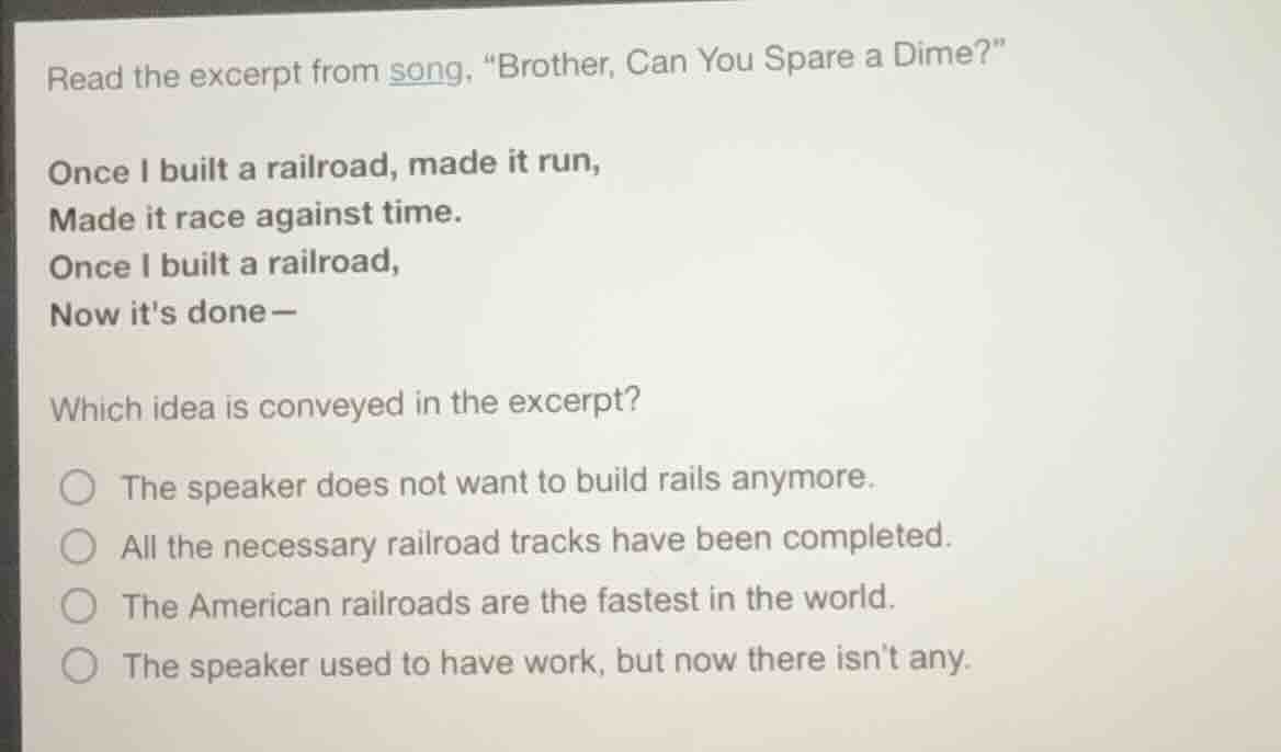 read the excerpt from song, “brother, can you spare a dime?” once i bui…