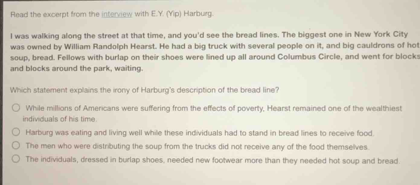 read the excerpt from the interview with e.y. (yip) harburg. i was walk…