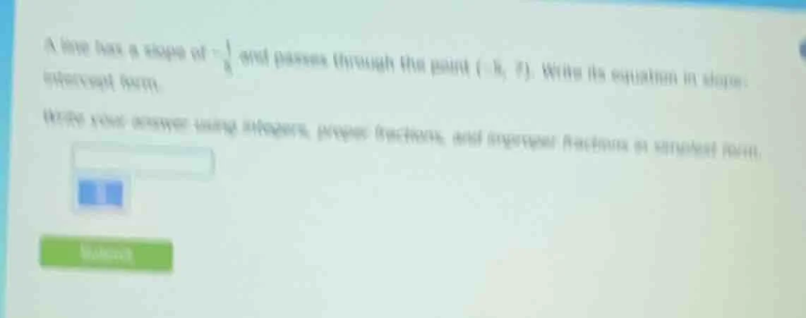 a line has a slope of $-\\frac{1}{8}$ and passes through the point $(-8…