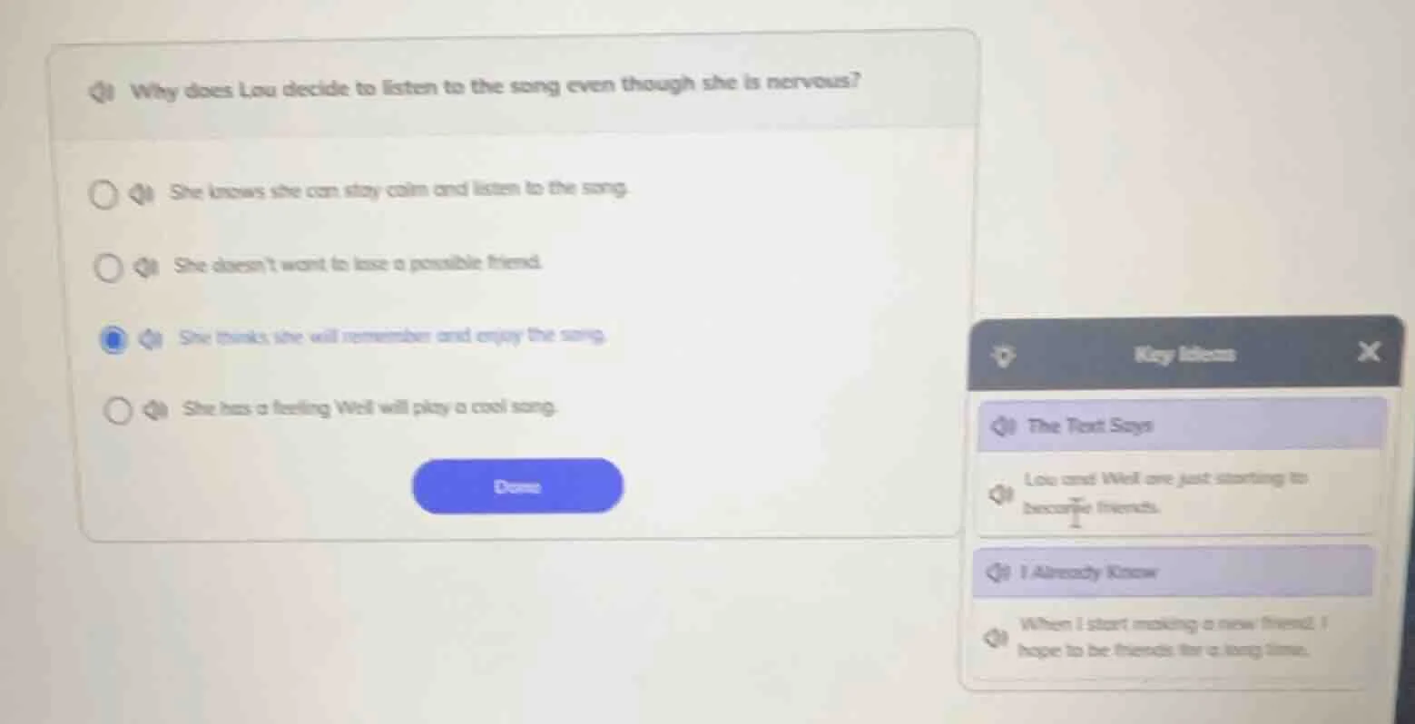 why does lou decide to listen to the song even though she is nervous? s…