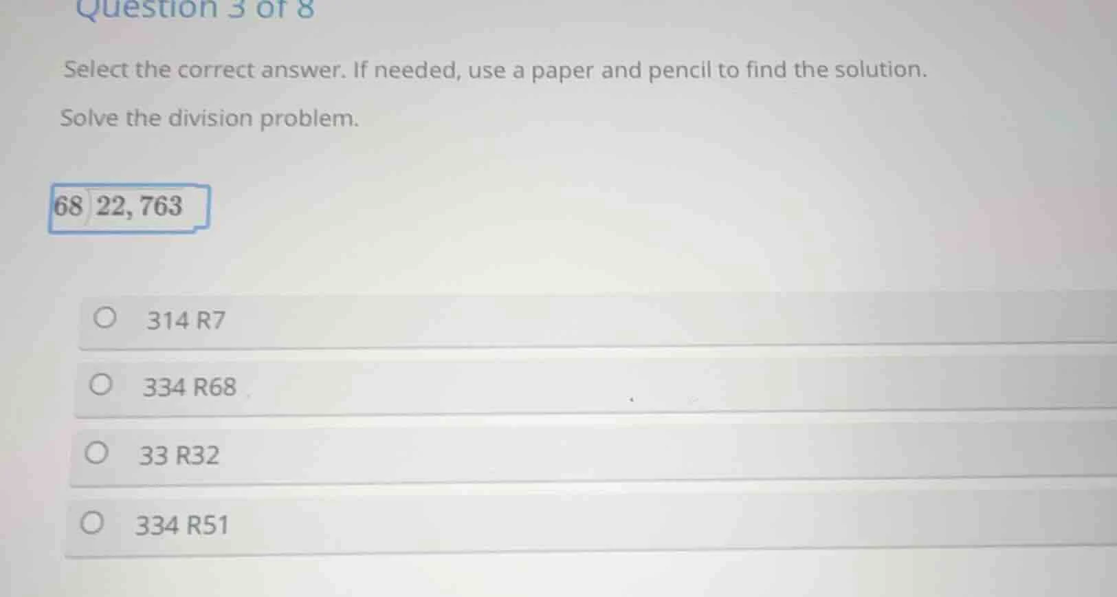 question 3 of 8 select the correct answer. if needed, use a paper and p…