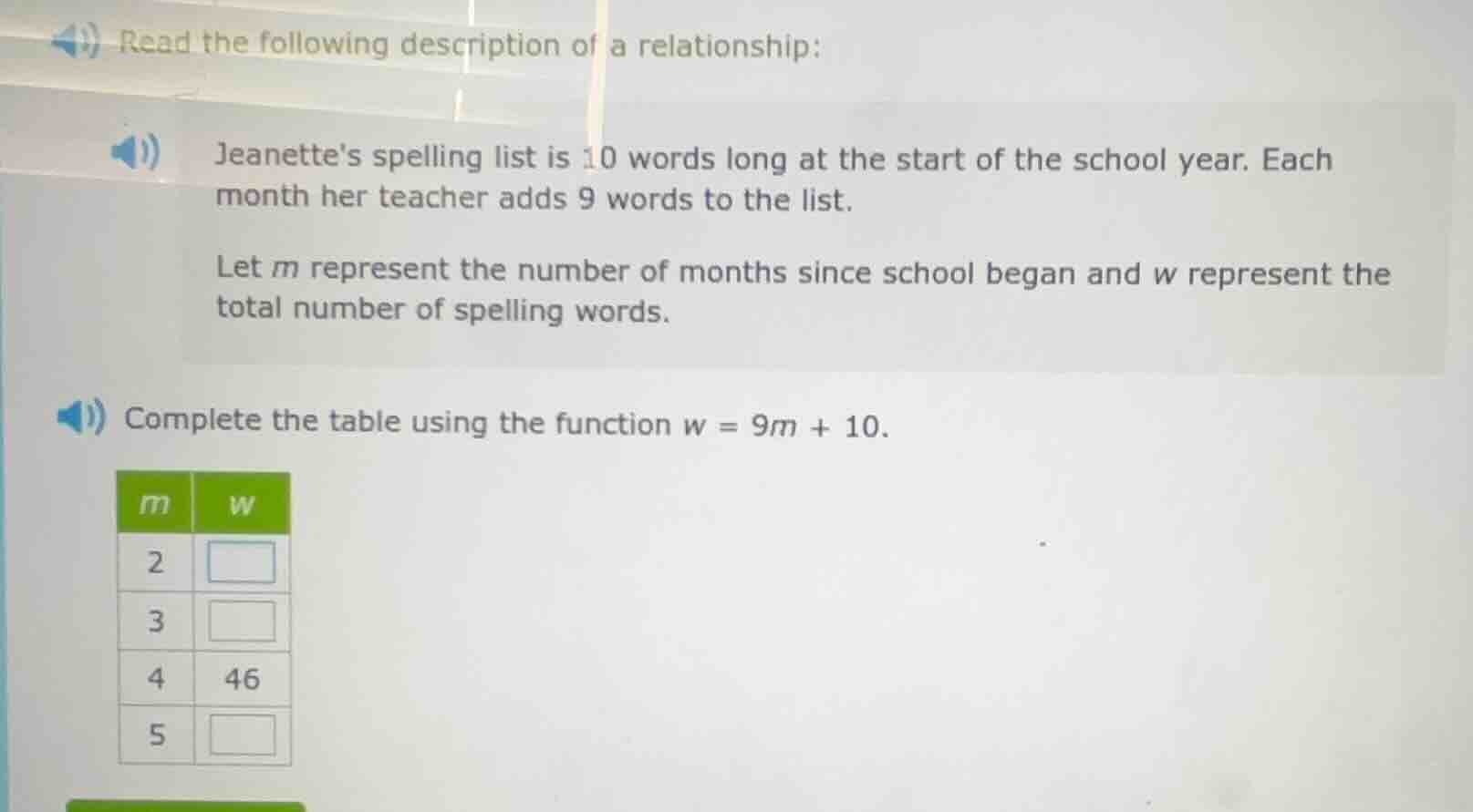 read the following description of a relationship: jeanettes spelling li…