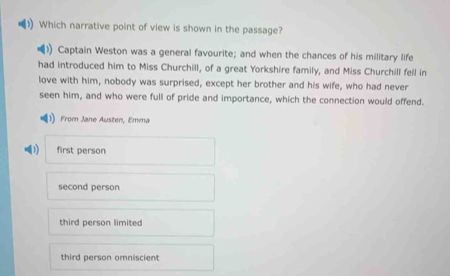 which narrative point of view is shown in the passage? captain weston w…