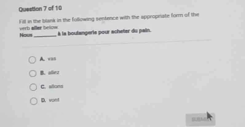 question 7 of 10 fill in the blank in the following sentence with the a…