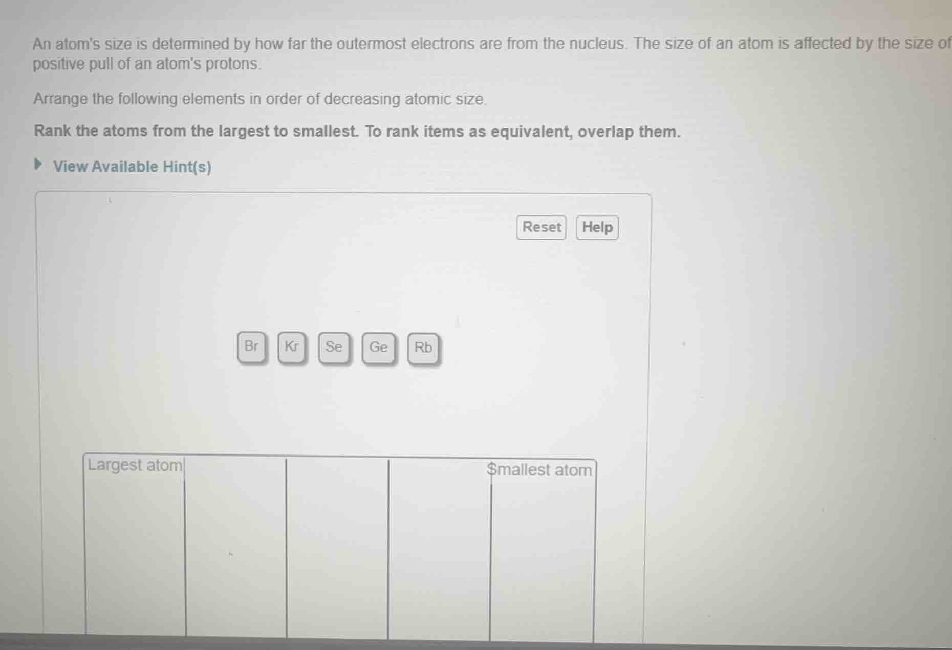 an atoms size is determined by how far the outermost electrons are from…
