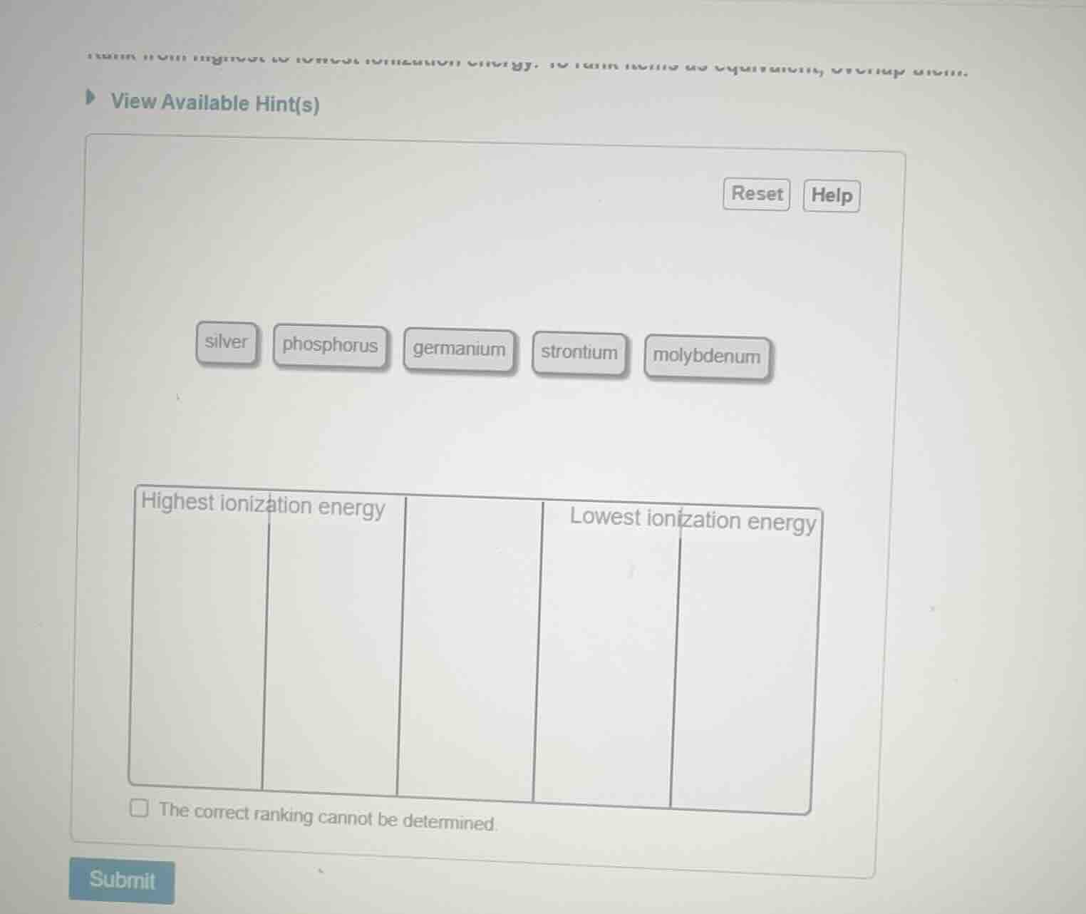 view available hint(s) reset help silver phosphorus germanium strontium…