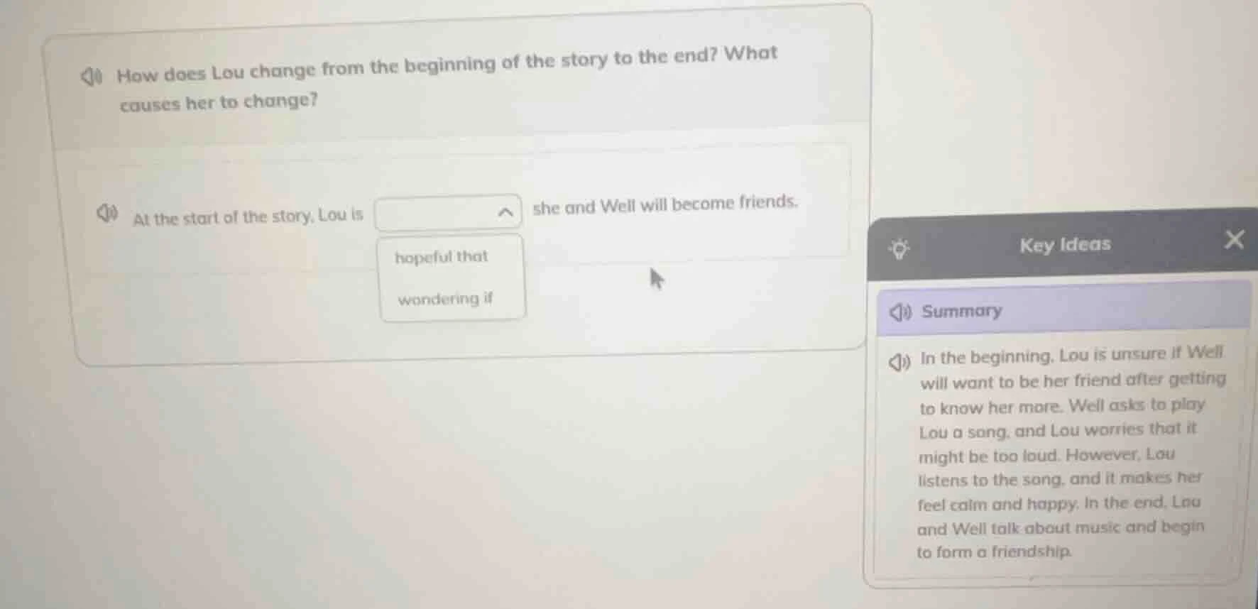 how does lou change from the beginning of the story to the end? what ca…