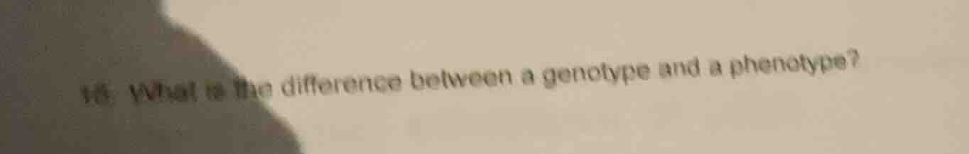 16. what is the difference between a genotype and a phenotype?