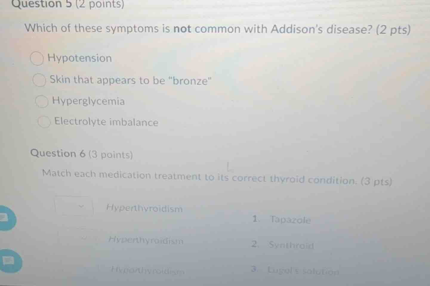 question 5 (2 points) which of these symptoms is not common with addiso…