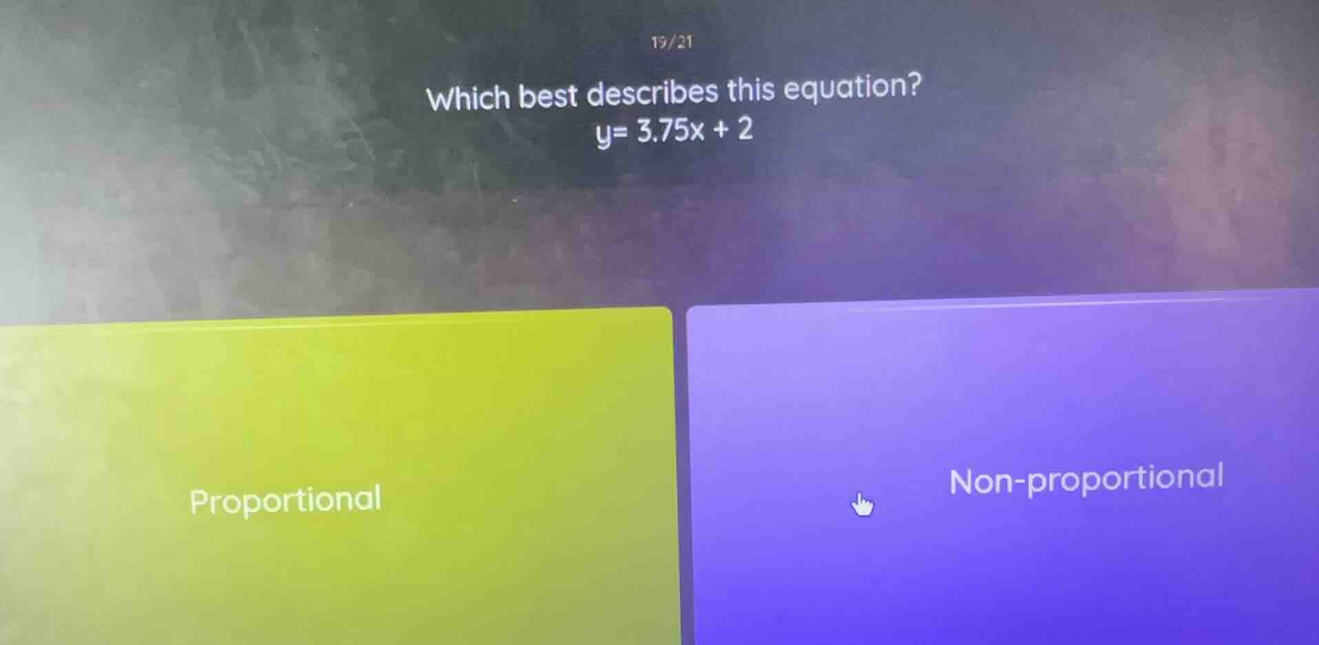 which best describes this equation? y= 3.75x + 2
