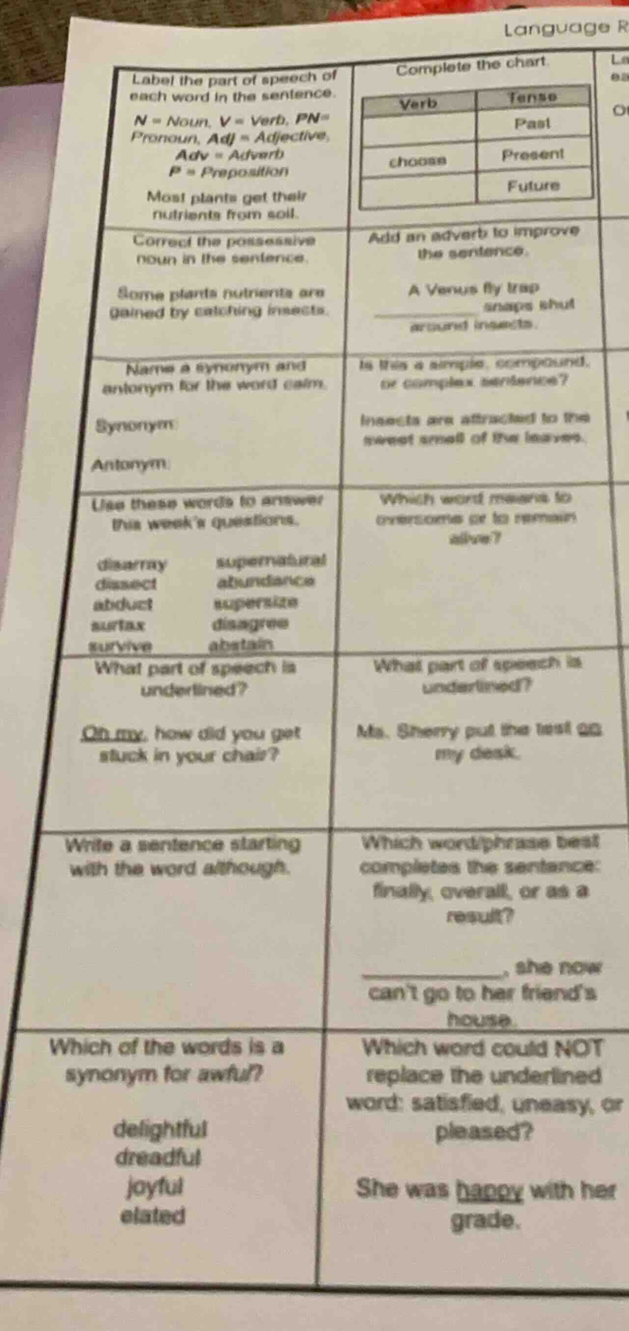 language r label the part of speech of each word in the sentence. n = n…