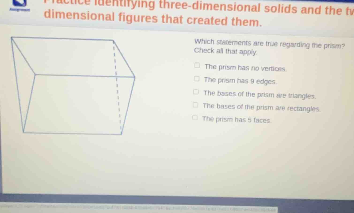 practice identifying three - dimensional solids and the two - dimension…