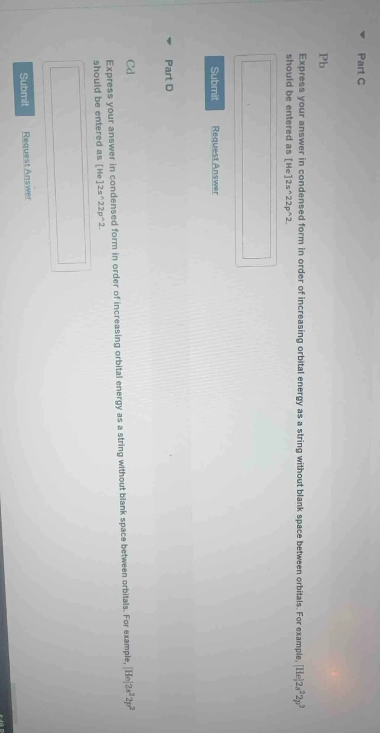 part c pb express your answer in condensed form in order of increasing …