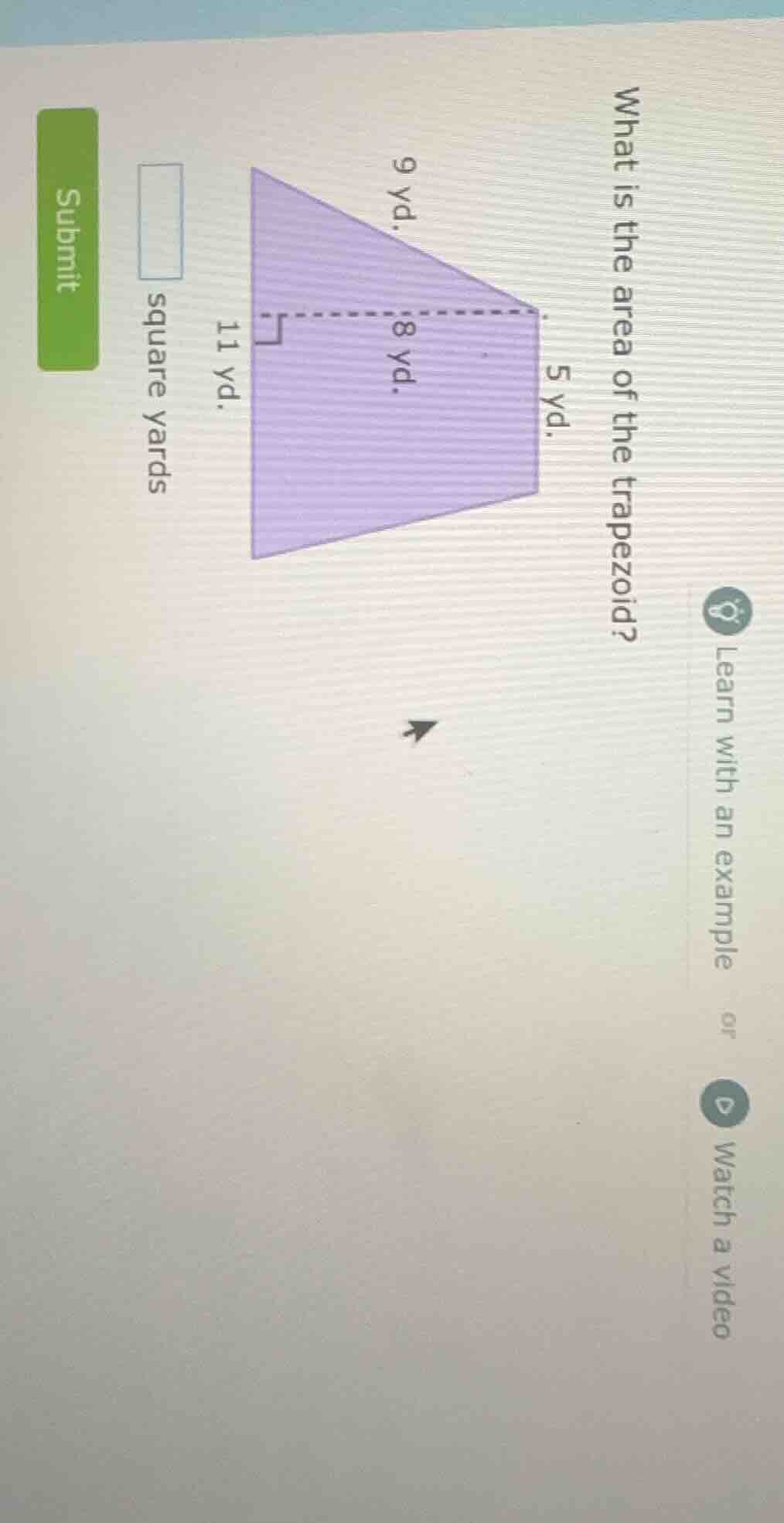 what is the area of the trapezoid? square yards