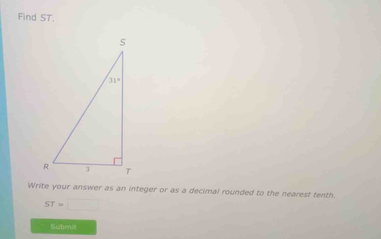 find st. write your answer as an integer or as a decimal rounded to the…