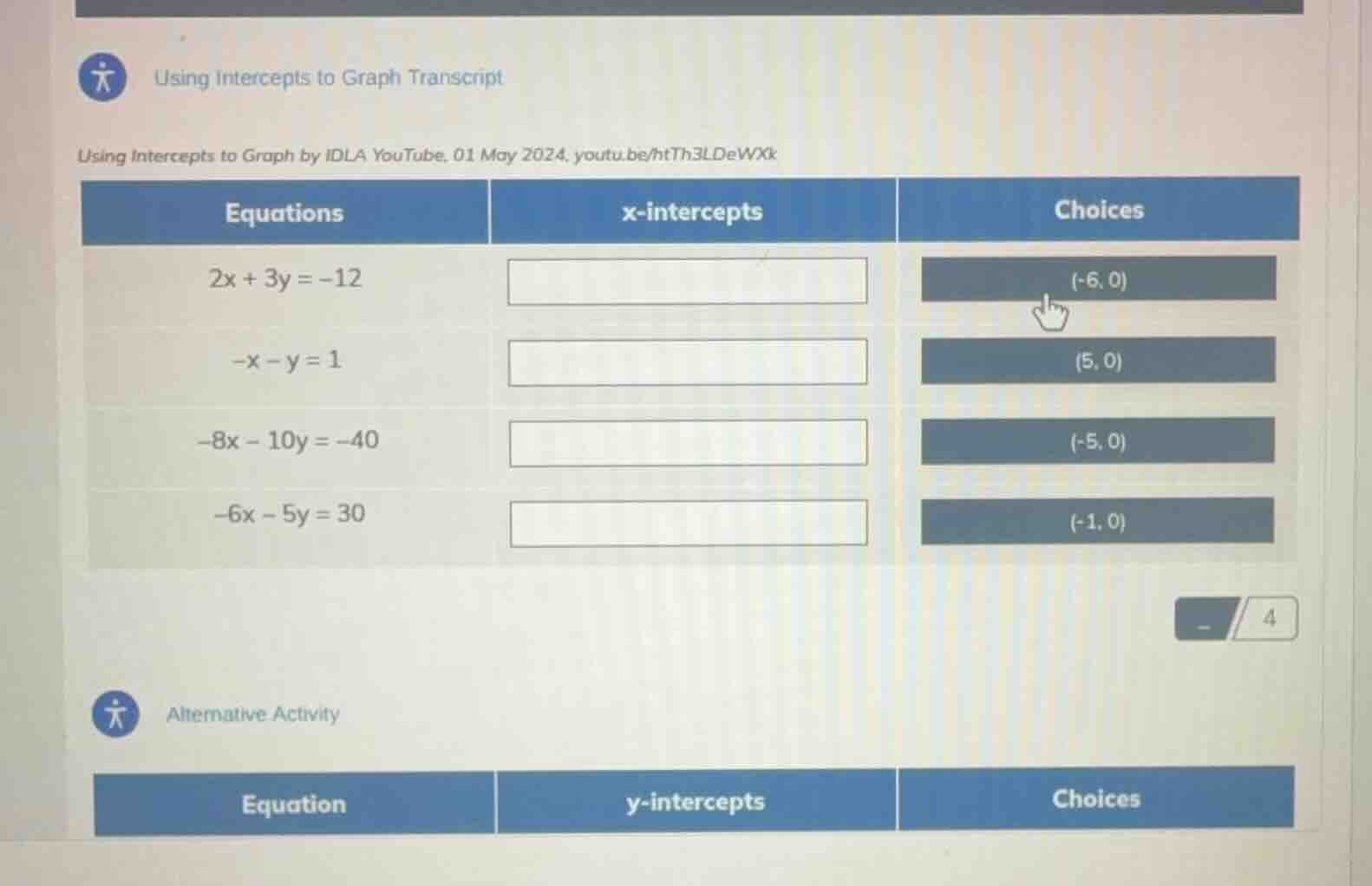 using intercepts to graph transcript using intercepts to graph by idla …