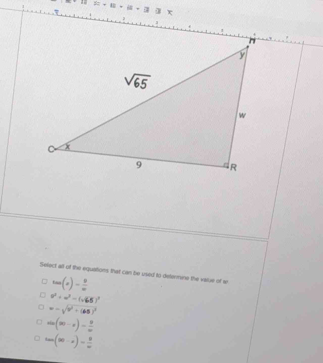 select all of the equations that can be used to determine the value of …