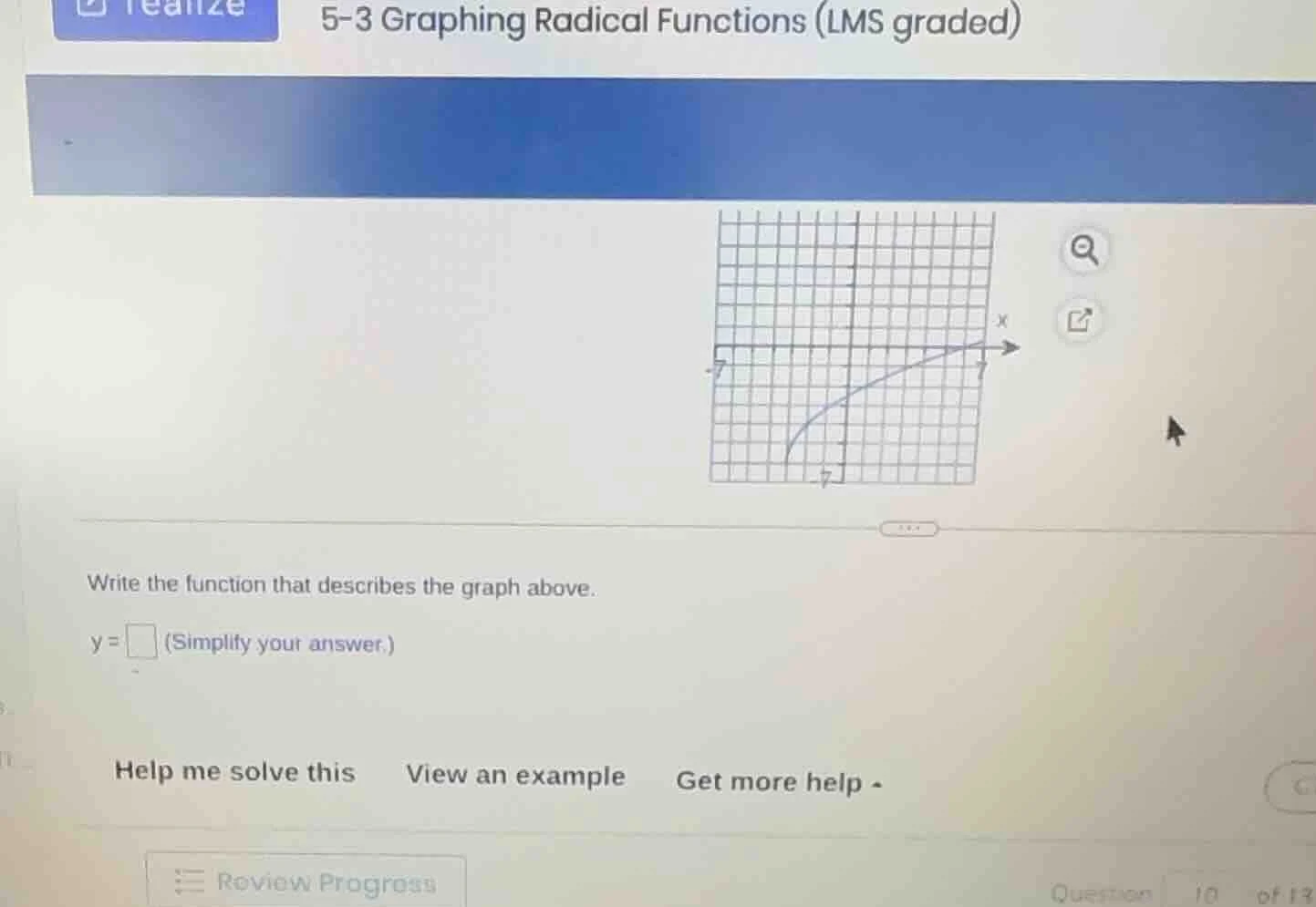 5-3 graphing radical functions (lms graded) write the function that des…