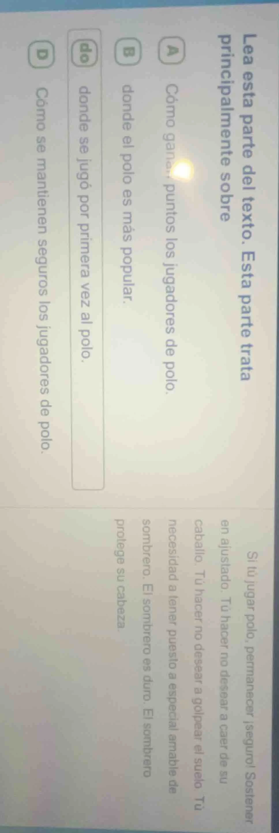 lea esta parte del texto. esta parte trata principalmente sobre a cómo …