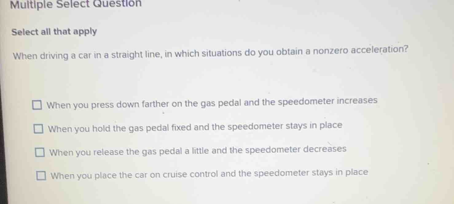 multiple select question select all that apply when driving a car in a …
