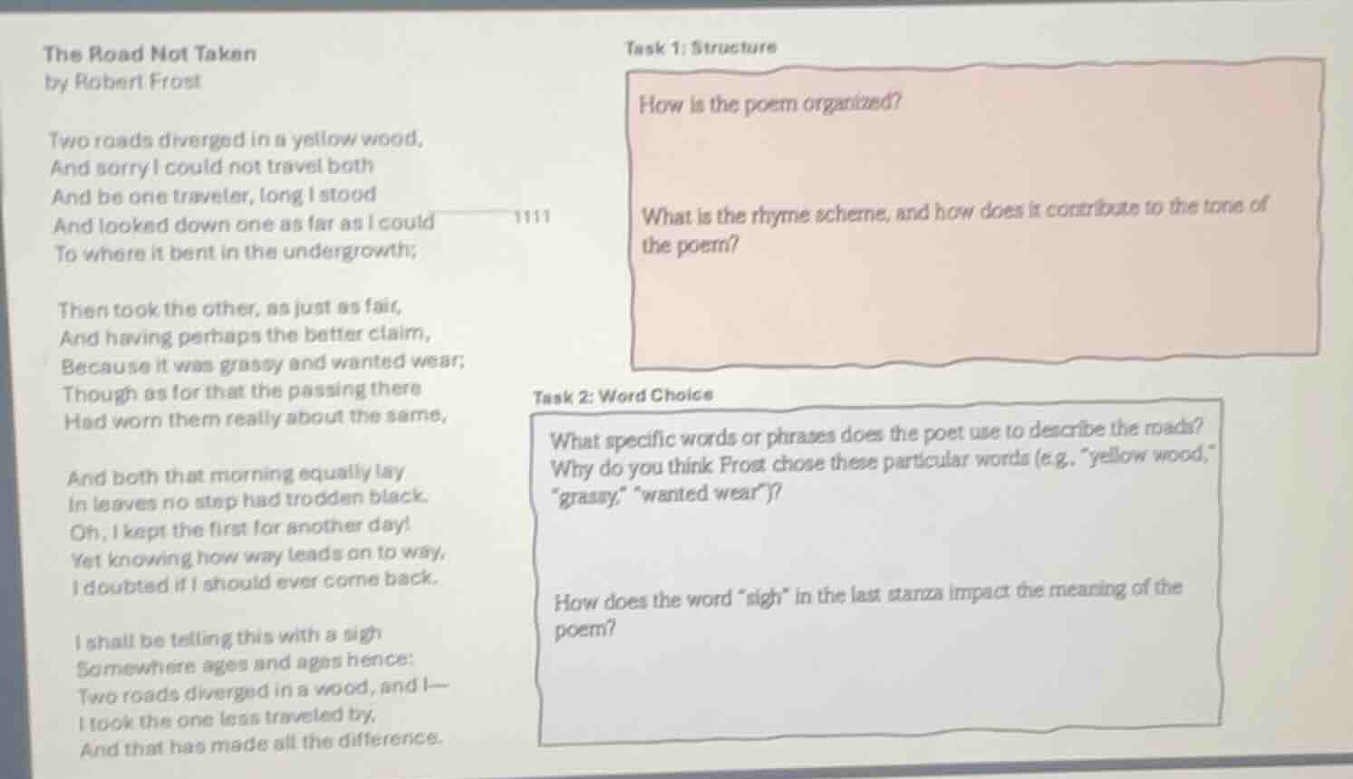 the road not taken by robert frost two roads diverged in a yellow wood,…