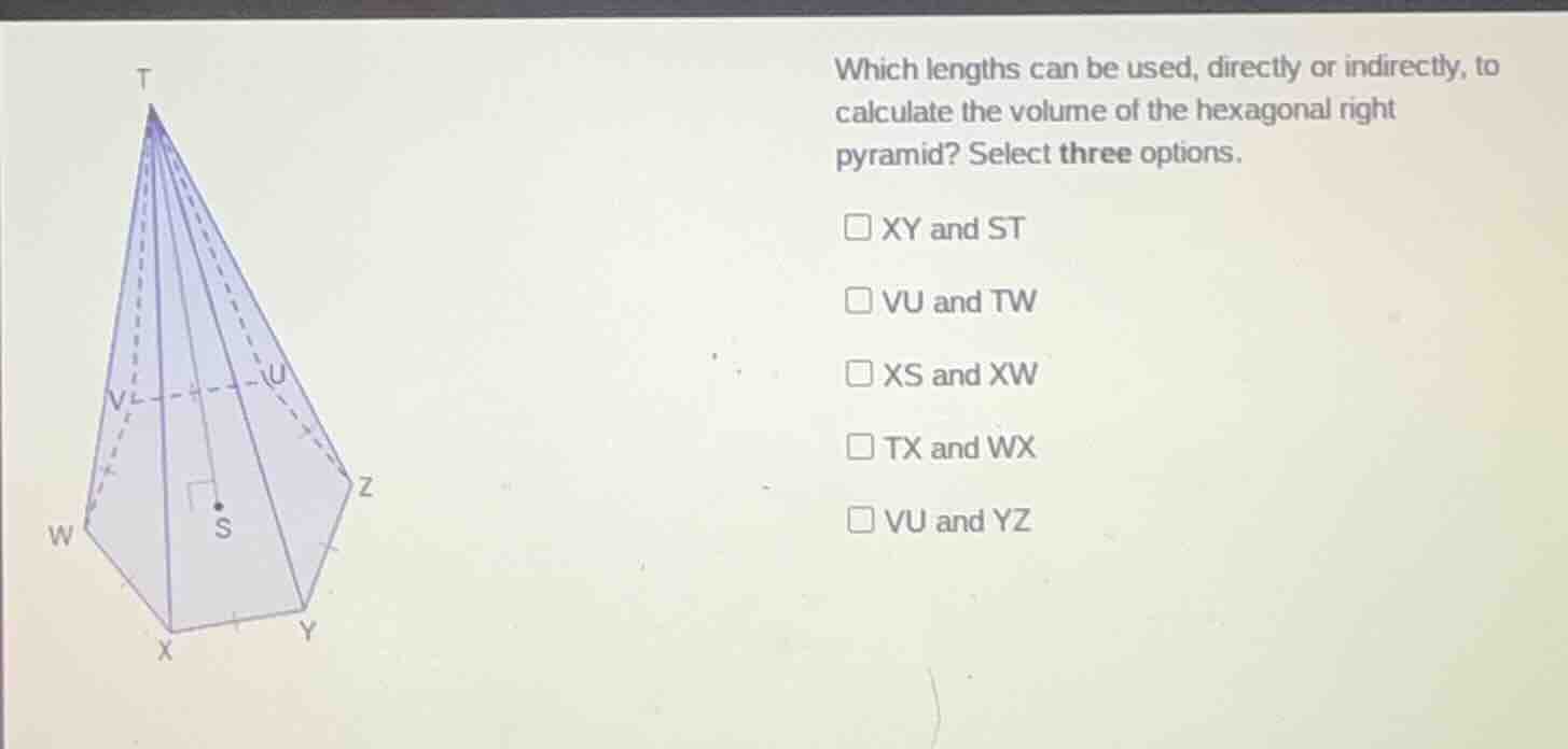 which lengths can be used, directly or indirectly, to calculate the vol…