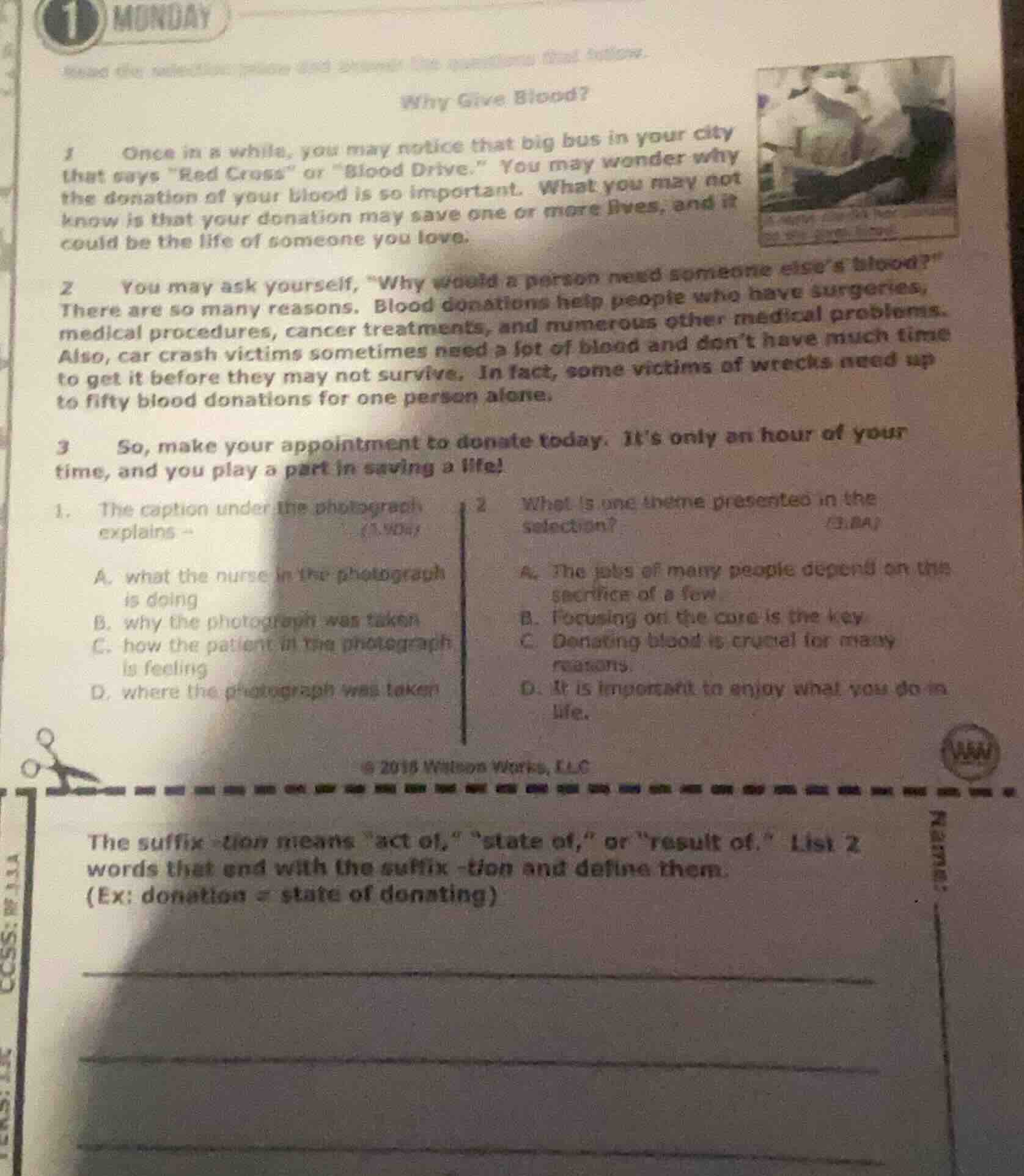 read the selection below and answer the questions that follow. why give…