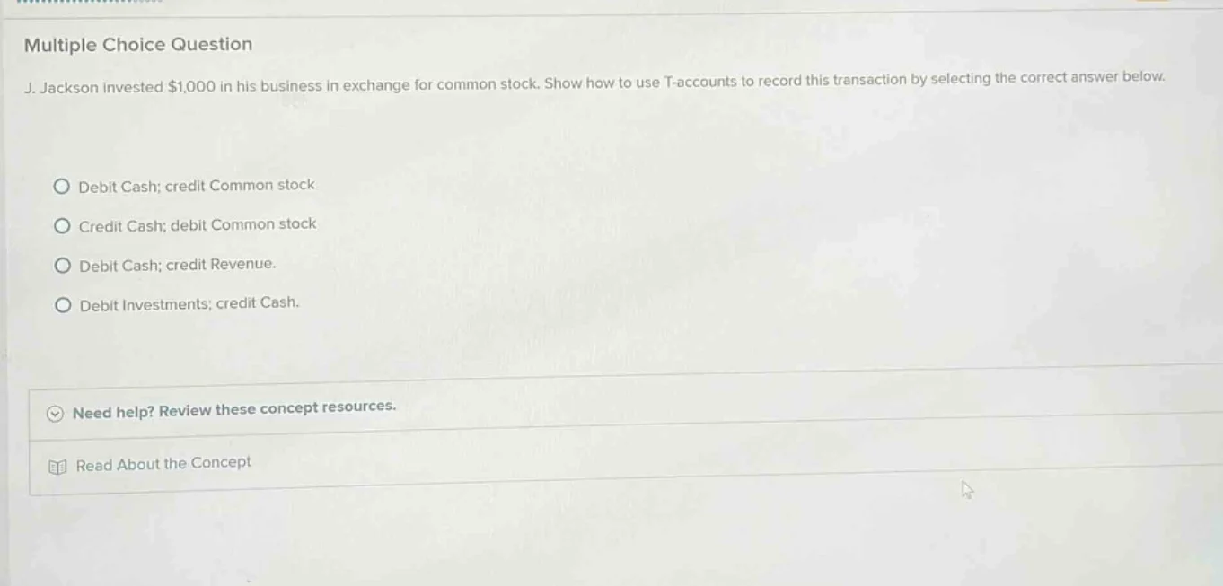 multiple choice question j. jackson invested $1,000 in his business in …