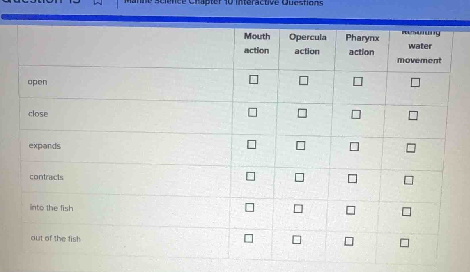 marine science chapter 10 interactive questions | | mouth action | oper…