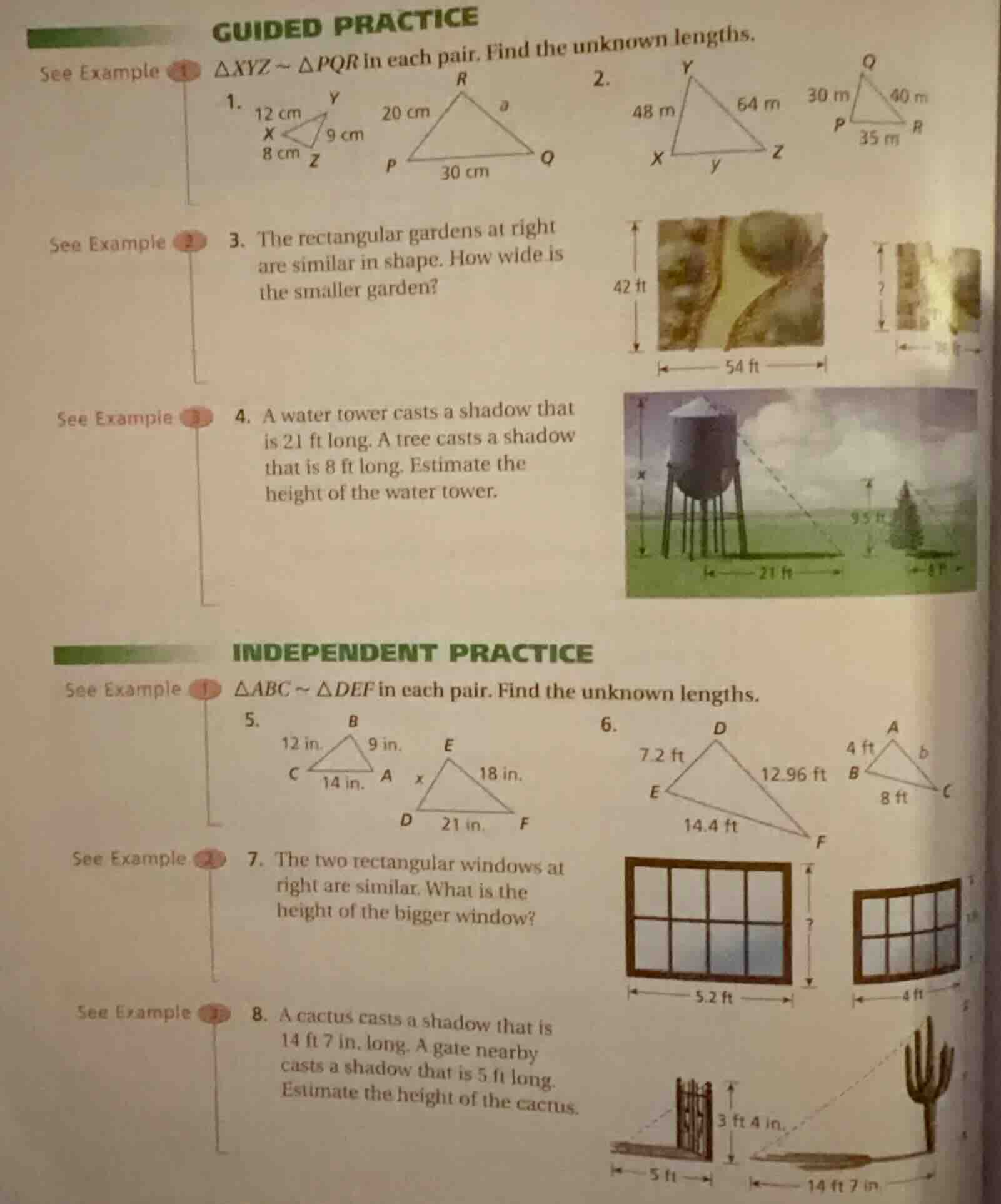 guided practice see example 1 ( \triangle xyz sim \triangle pqr ) in ea…