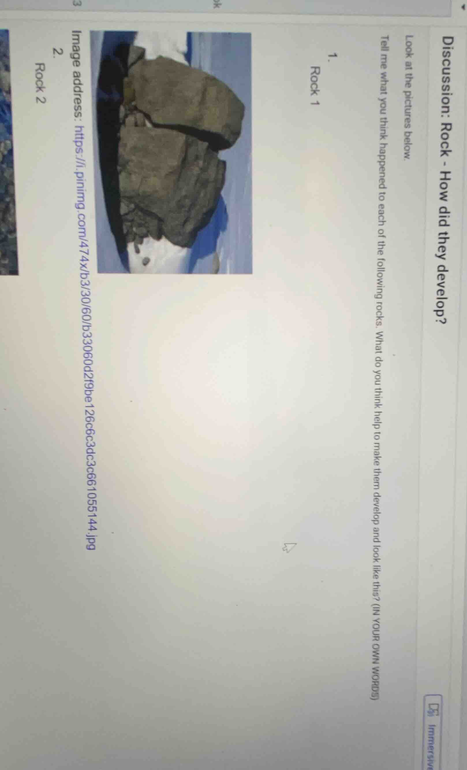 discussion: rock - how did they develop? look at the pictures below. te…