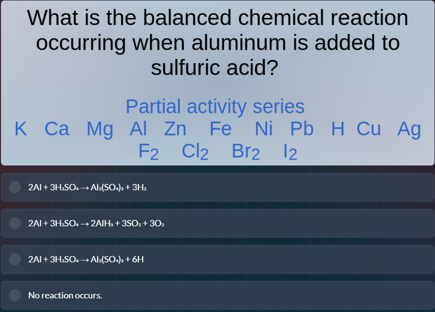what is the balanced chemical reaction occurring when aluminum is added…