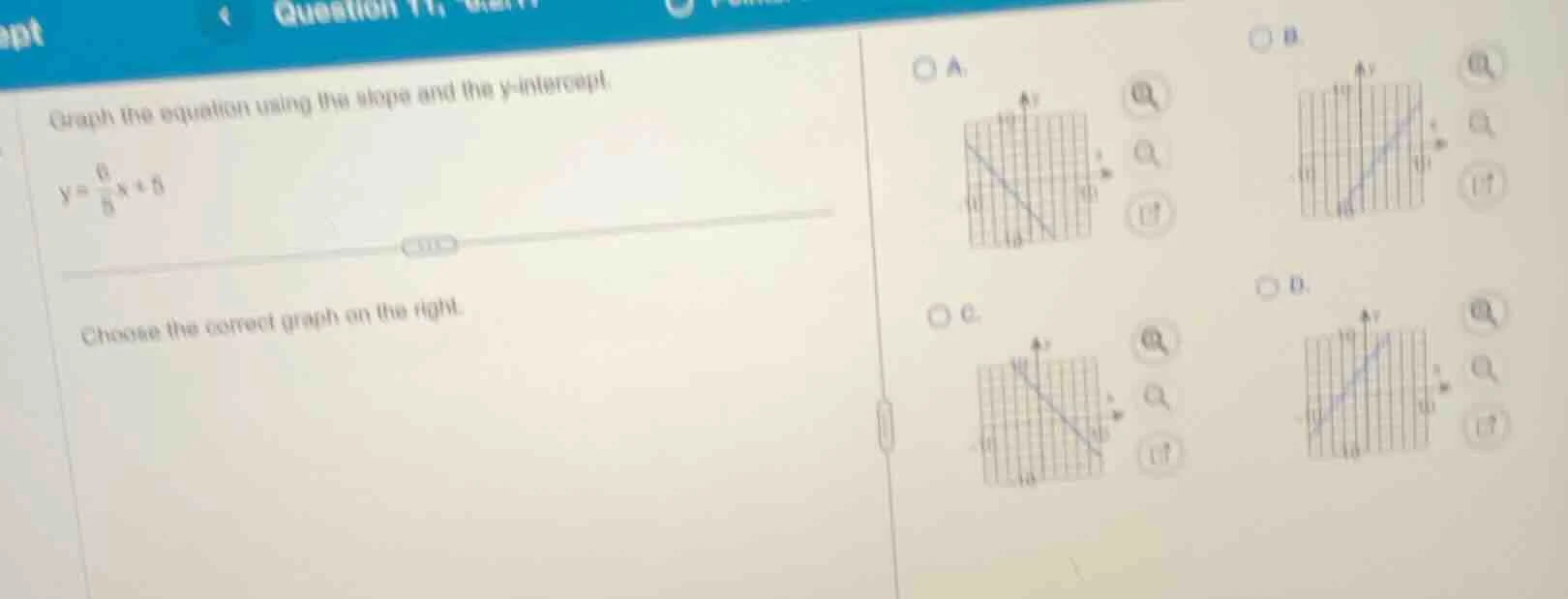 graph the equation using the slope and the y - intercept. ( y = \frac{6…