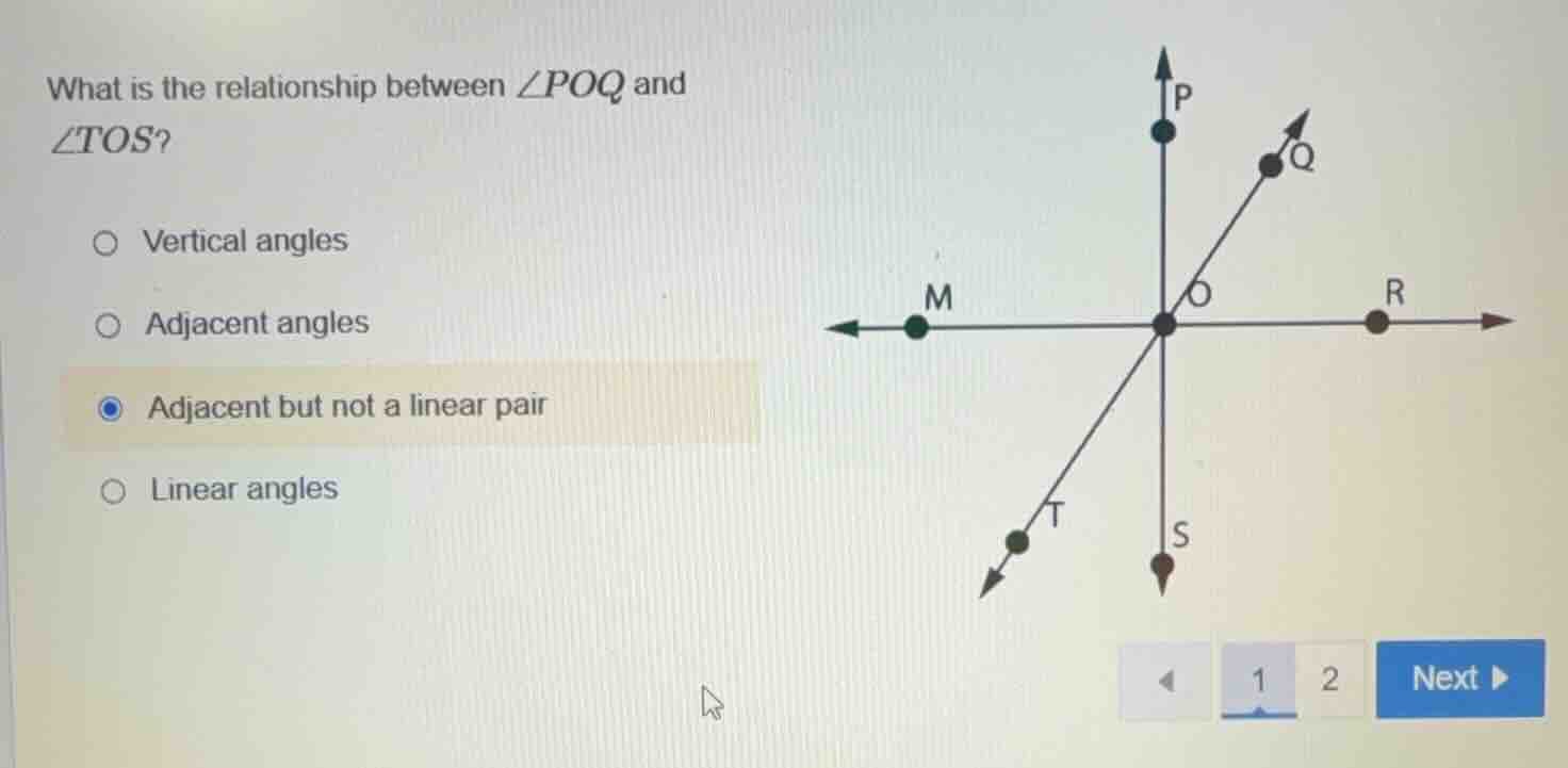 what is the relationship between $\\angle poq$ and $\\angle tos$? \\big…
