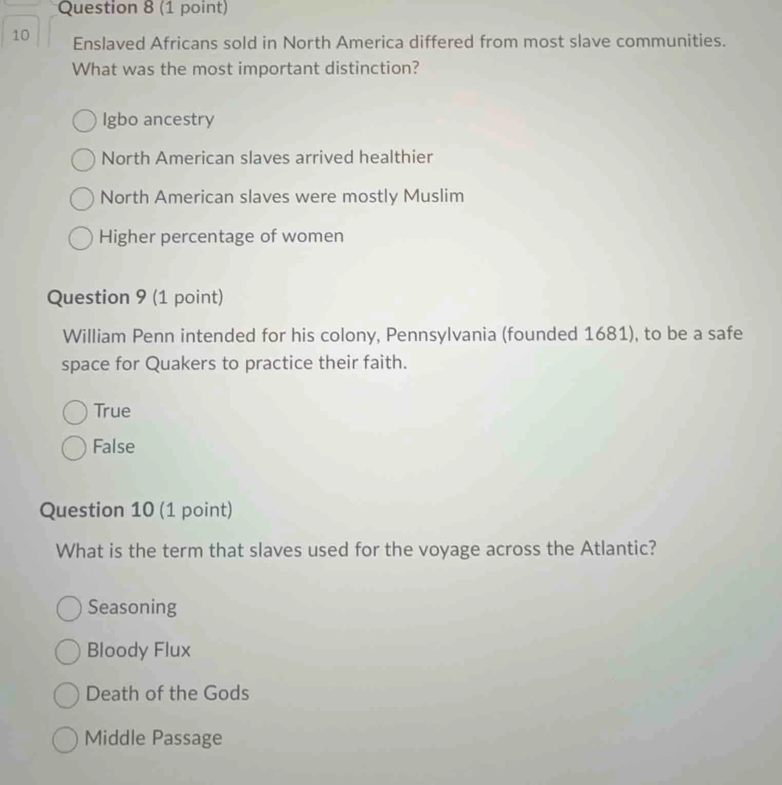 question 8 (1 point) enslaved africans sold in north america differed f…