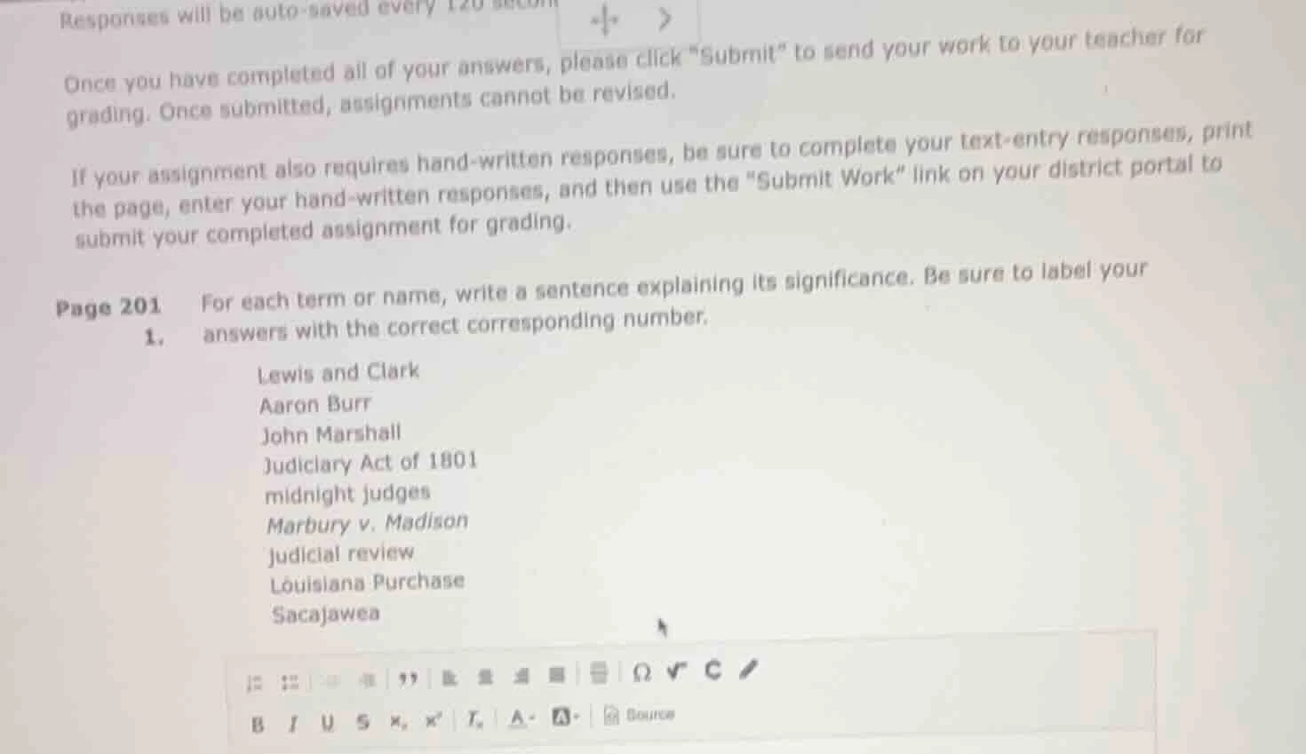 responses will be auto - saved every 120 secon once you have completed …