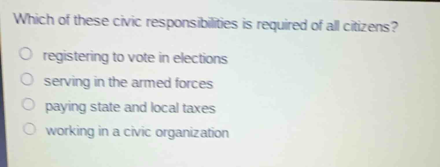 which of these civic responsibilities is required of all citizens? regi…