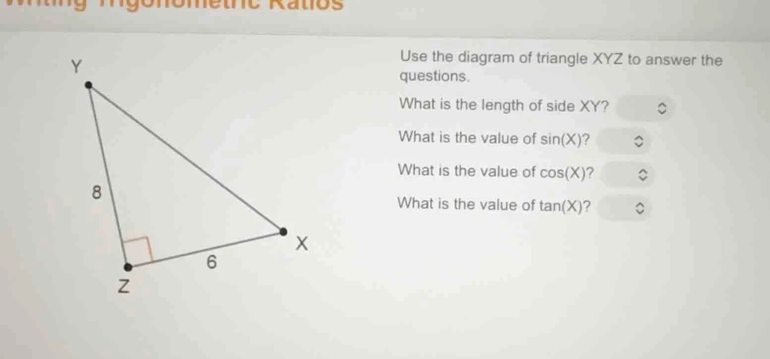 use the diagram of triangle xyz to answer the questions. what is the le…