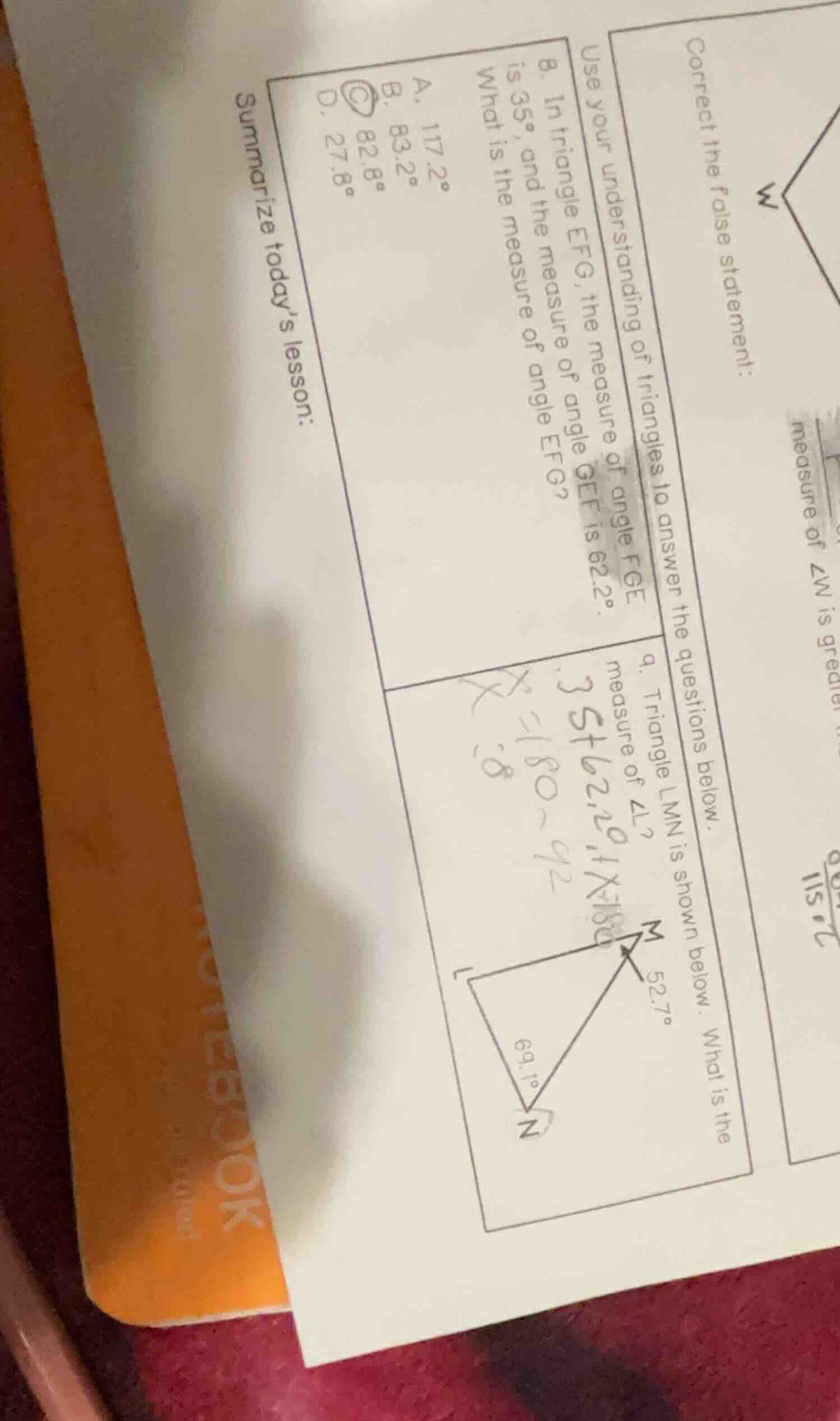 use your understanding of triangles to answer the questions below. 8. i…