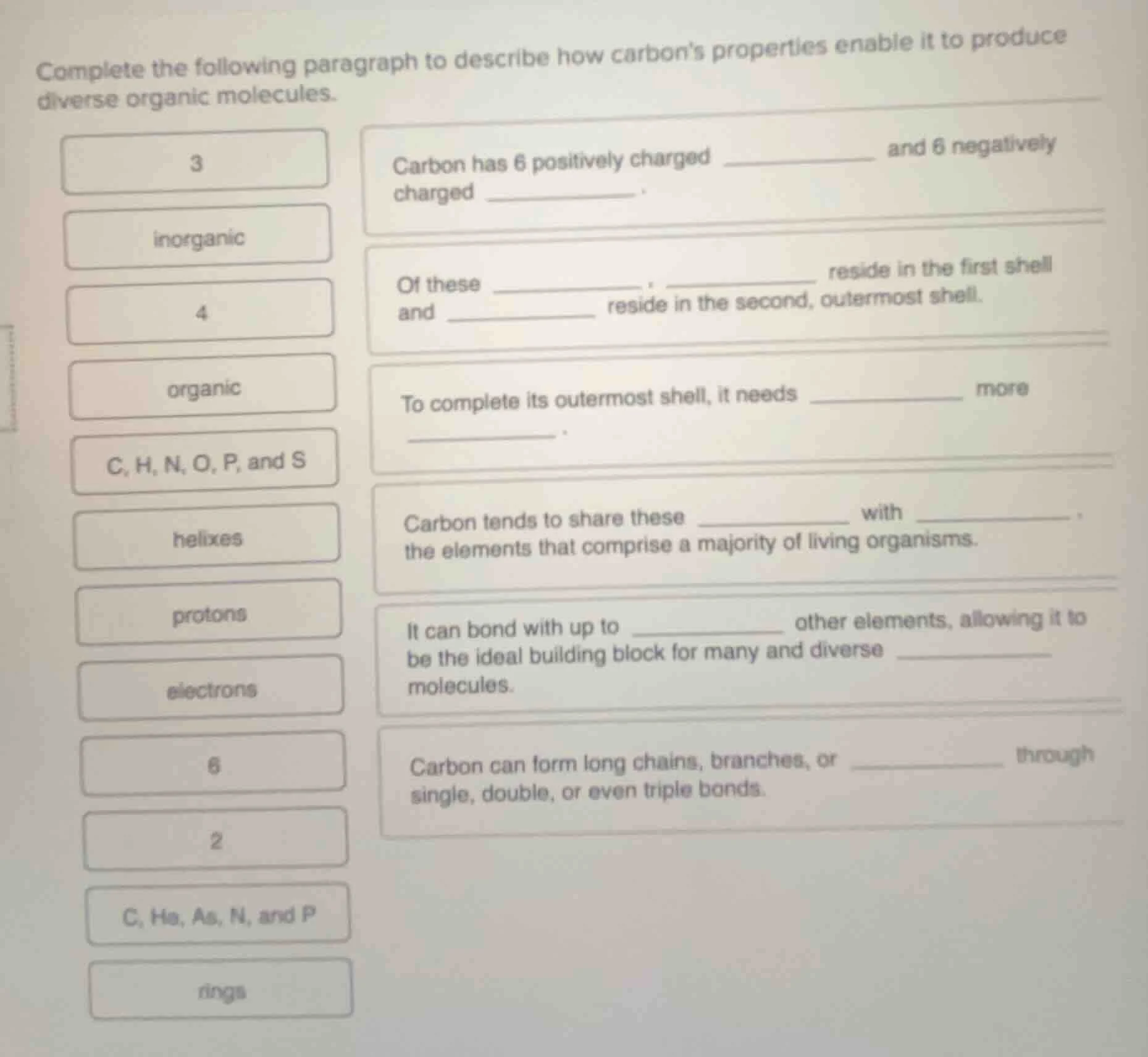 complete the following paragraph to describe how carbons properties ena…