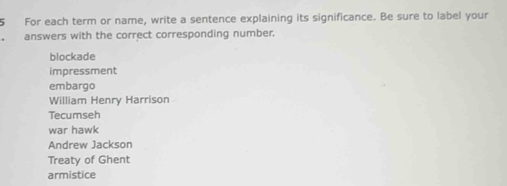 for each term or name, write a sentence explaining its significance. be…