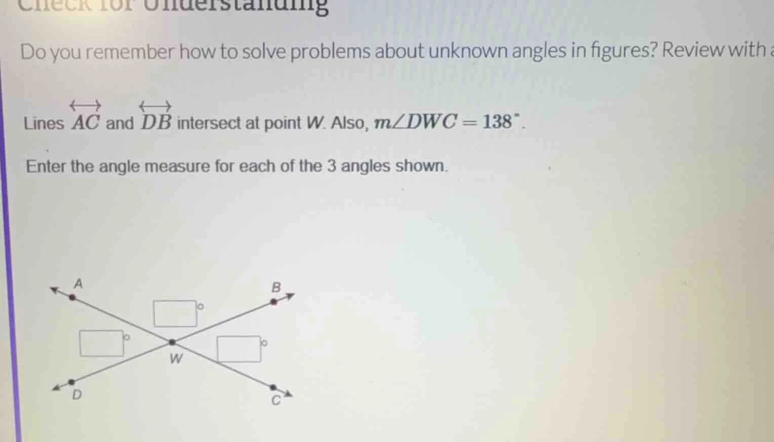 check for understanding do you remember how to solve problems about unk…