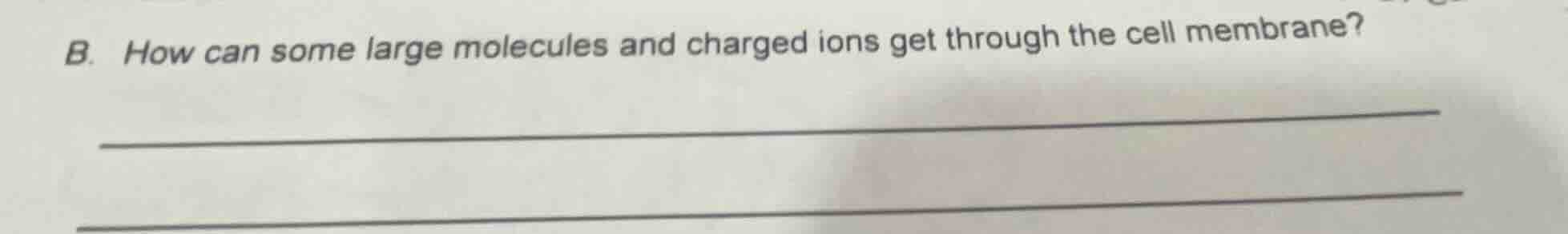b. how can some large molecules and charged ions get through the cell m…