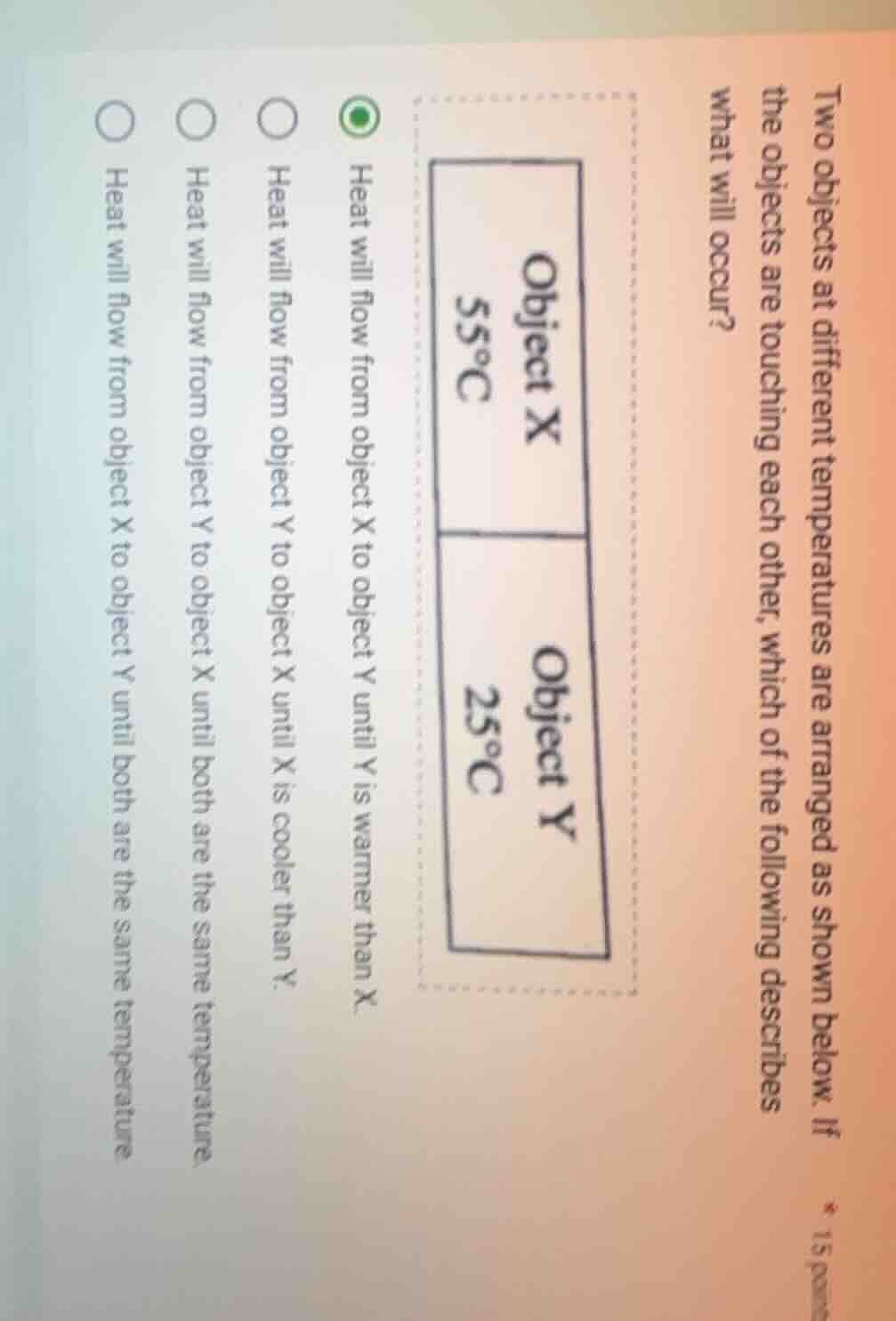 two objects at different temperatures are arranged as shown below. if t…